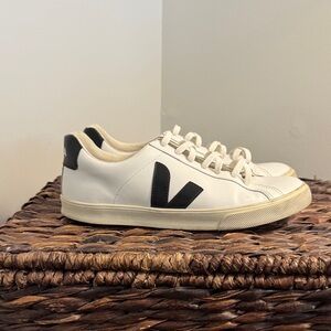 Veja White and Black Campo Leather Sneakers